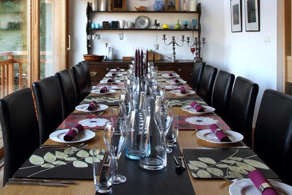 Dining room with a view. Seats up to 22 guests with the option of extending to 26 guests. Fabulous views of Le Criou